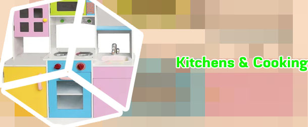 Wooden play kitchen set